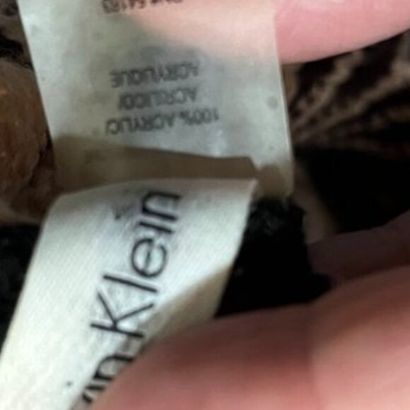 Calvin Klein Wave Knit Infinity Scarf Black Cream Textured Loop Cozy Winter - Picture 3 of 9